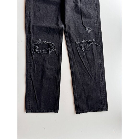 Aritzia DENIM FORUM Bonet High Rise Loose Black Rip Straight Leg Jeans, Size 26 - Picture 4 of 13